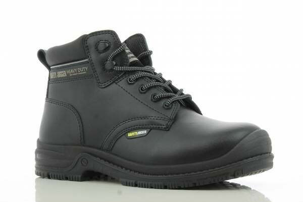 Black safety boots by Shoes For Crews with a steel toe