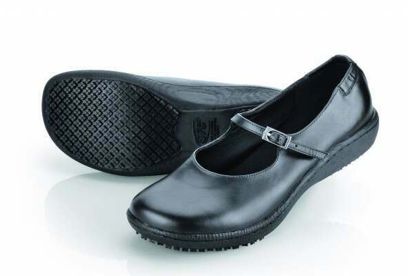 Mary Jane shoes for women, water-resistant leather flats with a slip-resistant outsole and steel shank