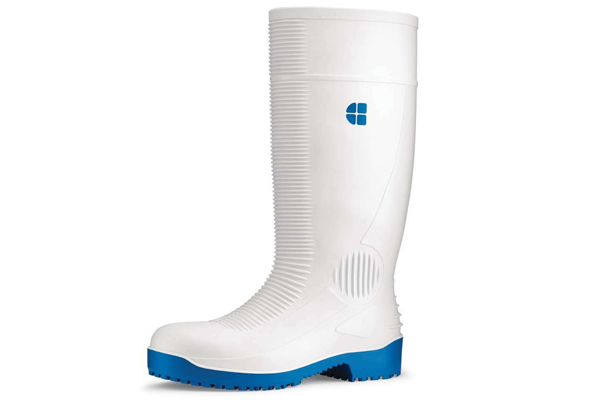 Ventilated, tall waterproof boot helps keep feet dry and protected