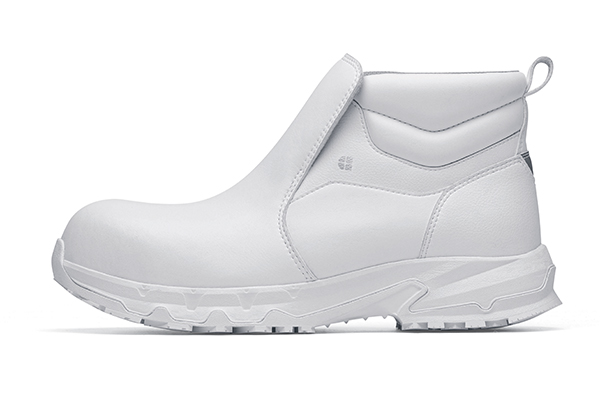 White Inny PPE safety boot with composite toe and slip-resistant outsoles