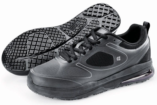 Lightweight, breathable Revolution II style in black with Shoes For Crews’ slip-resistant outsoles